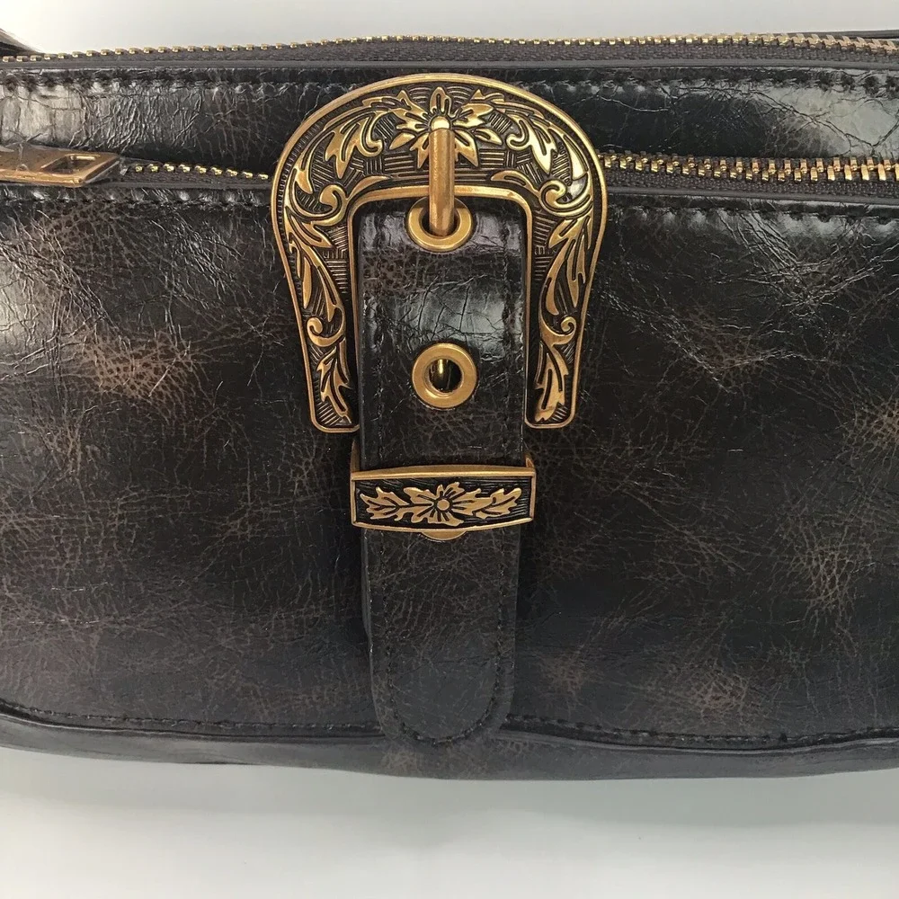 STEVE MADDEN BRubben2 brown distressed crossbody bag